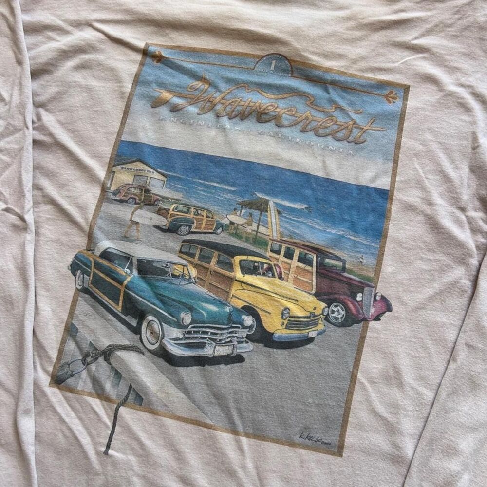 Vintage 2008 Encinitas California surfing old car beach summer long sleeve shirt